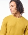 Shop Men's Yellow Textured Oversized Flatknit T-shirt