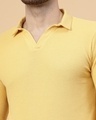 Shop Men's Yellow Waffle Knitted Polo T-Shirt