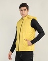 Shop Men's Yellow Sleeveless Hooded  Puffer Jacket-Design