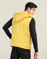 Shop Men's Yellow Sleeveless Hooded  Puffer Jacket-Full