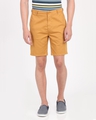 Shop Men's Yellow Slim Fit Cotton Shorts-Front