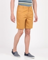 Shop Men's Yellow Slim Fit Cotton Shorts-Full