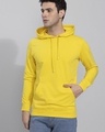 Shop Men's Yellow Slim Fit Hooded Sweatshirt-Front