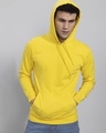 Shop Men's Yellow Slim Fit Hooded Sweatshirt-Design