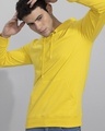 Shop Men's Yellow Slim Fit Hooded Sweatshirt