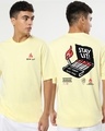 Shop Men's Yellow Stay Lit Back Graphic Printed Oversized T-shirt-Front
