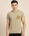 Shop Men's Beige Striped T-shirt-Front