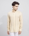Shop Men's Yellow Striped Slim Fit Shirt-Front