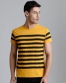 Shop Men's Yellow Striped T-shirt