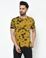 Shop Men's Yellow Tie & Dye Slim Fit T-shirt-Front
