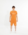 Shop Men's Orange Typography Cotton Co-ordinates-Front