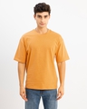 Shop Men's Yellow Typography Oversized T-shirt-Front