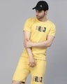 Shop Men's Yellow Graphic Printed Slim Fit Co-ordinates-Front