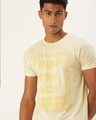 Shop Men's Yellow Typography Slim Fit T-shirt-Front