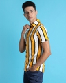 Shop Men's Yellow & White Striped Cotton Shirt-Full