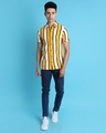 Shop Men's Yellow & White Striped Cotton Shirt