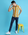Shop Men's Yellow & White Striped Cotton Shirt