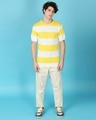 Shop Men's Yellow & White Striped Slim Fit Knit T-shirt