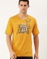 Shop Men's Yellow Wild & Free Graphic Printed Oversized T-shirt-Front