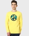 Shop Men's Yellow World Peace T-shirt-Front