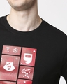 Shop Men Santa Chest Printed Half Sleeves Black T-shirt