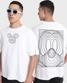 Shop Men's White Spiral Mickey Graphic Printed Oversized T-shirt-Front