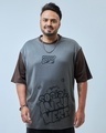 Shop Men's Grey All Over Printed Super Loose Fit Plus Size T-shirt-Front