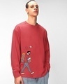 Shop Men's Red The Traveller Graphic Printed Oversized T-shirt-Front