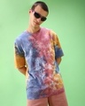 Shop Men's Blue & Pink Tie & Dye Oversized T-shirt-Front