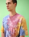 Shop Men's Blue & Pink Tie & Dye Oversized T-shirt