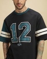 Shop Men's Black Varsity 12 Typography Oversized T-shirt