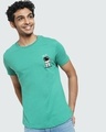 Shop Men's Green Peace Out Astronaut Graphic Printed Apple Cut T-shirt-Front