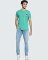 Shop Men's Green Peace Out Astronaut Graphic Printed Apple Cut T-shirt-Design