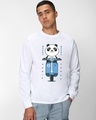 Shop Men's White Vroom Panda Graphic Printed Oversized T-shirt-Front