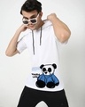 Shop Men's White Panda Life Graphic Printed Hooded T-shirt-Front
