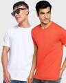 Shop Pack of 2 Men's White & Red T-shirt-Front