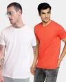 Shop Pack of 2 Men's White & Red T-shirt-Front