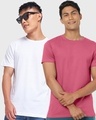 Shop Pack of 2 Men's White & Slate Rose T-shirt-Front