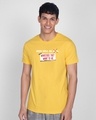 Shop Men Will Be.. Half Sleeve T-Shirt Happy Yellow-Front