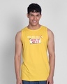 Shop Men Will Be.. Round Neck Vest Happy Yellow-Front