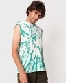 Shop Men's White & Green Tie & Dye Hoodie Vest-Design