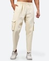 Shop Men's Off White Loose Comfort Fit Cargo Pants-Front