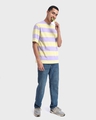 Shop Men's Purple & Yellow Striped Oversized T-shirt-Full