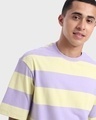 Shop Men's Purple & Yellow Striped Oversized T-shirt