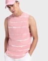 Shop Men's Pink Tie & Dye Deep Armhole Oversized Vest-Front