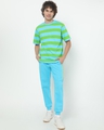 Shop Mens Upbeat Blue Horizontal Stripe Oversized T-shirt