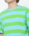 Shop Mens Upbeat Blue Horizontal Stripe Oversized T-shirt