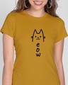 Shop Meow 2.0 Half Sleeve Printed T-Shirt Mustard Yellow-Front