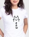 Shop Meow 2.0 Half Sleeve Printed T-Shirt White-Front