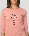 Shop Meow 2.0 Round Neck 3/4 Sleeve T-Shirt Misty Pink-Front
